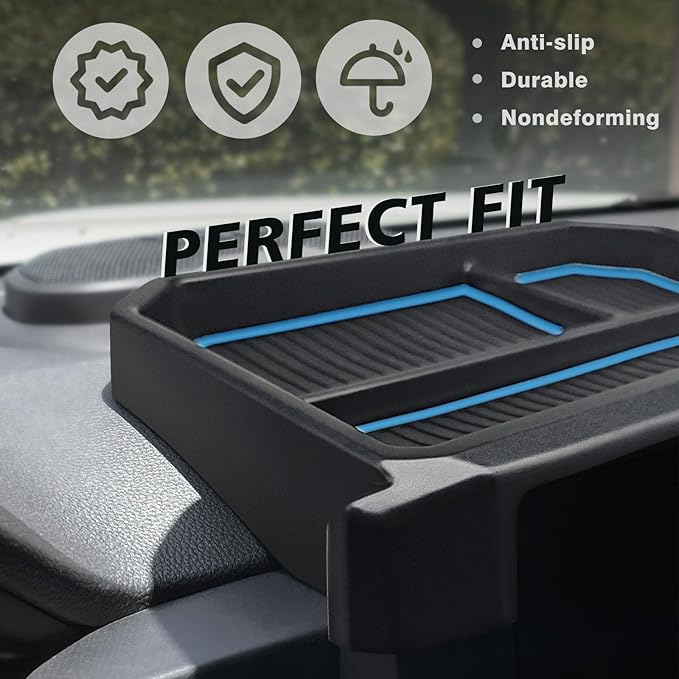 Muslogy Dashboard Storage Box Compatible with 2024 2025 Tacoma & 2025 4Runner Accessories Center Console Organizer w/ 8-inch Screen for SR SR5 TRD PreRunner TRD Sport Off-Road Pro Trailhunter (Blue)