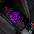 JEOCODY Purple Rose Auto Center Console Cushion Pad Universal Fit Most Vehicle/SUV/Truck, Waterproof Neoprene Armrest Seat Box Cover Protector Car Accessories