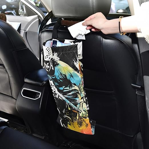 ALAZA Hanging Car Trash Bags Garbage Bag Trash Can for Back Seat Small Ice Hockey 1 Washable Storage Bag Retractable 2 Pack