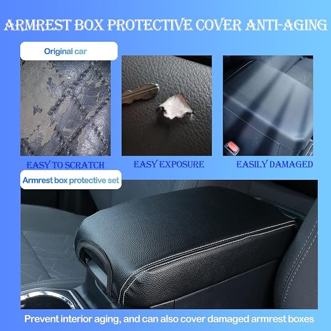 CHEAYAR Leather Car Auto Center Console Armrest Cushion for Toyota Tacoma Accessories 2016-2018 2019 2020 American Flag (Black-Leather)