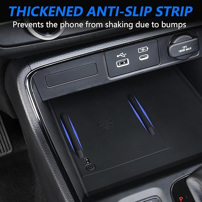 Car Center Console Wireless Charging Mat for Honda CR-V CRV 2023 2024 2025, Console Charger Silicone Protective Non-Slip Pad Anti-Dust Liner for Honda 6th Gen CR V Accessories