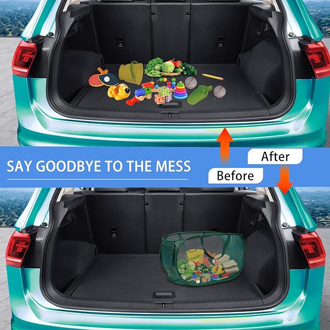 LATERONON Car Trunk Organizer,Adjustable Car Accessories for SUV Sedan Truck Foldable Car Organizers and Storage - Multi-Purpose Auto Storage Bin for Car (Black/Blue/Beige/Gray/Green)