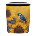 Sunflower Blue Bird Car Trash Can, Stylish Trash Bin Leak-Proof Zipper Design for Back Seat