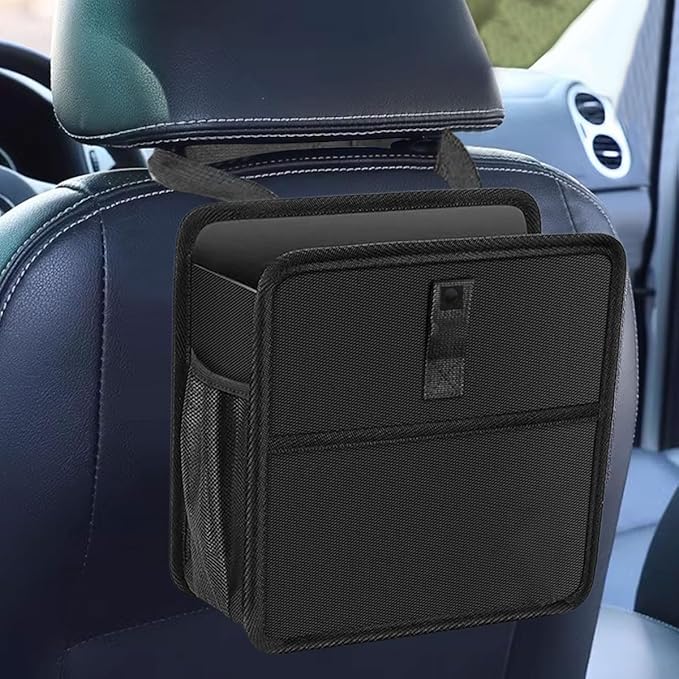 Car Trash Can, Hanging Waterproof & Leakproof Autmotive Storage Bag, Foldable Washable Vehicle Garbage Container, 2.6 Gallon Portable Auto Rubbish Bin for Sedan SUV Truck (Large)