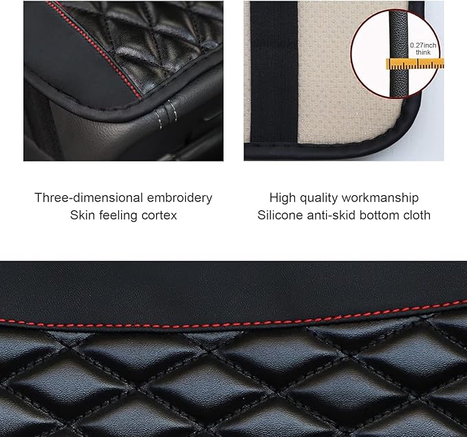 Car Center Console Cover, Leather Armrest Seat Cover Protector, Universal Waterproof Armrest Pad, Car Decoration Accessories, Fit for Most Cars, Vehicles, SUVs (Black)