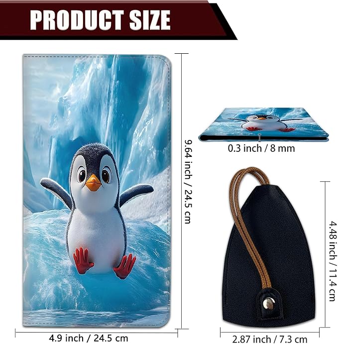 Car Document Holder with Magnetic Shut, Car Registration and Insurance Card Holder, Vehicle Glove Box Organizer Documents, Driver License, Auto Paperwork Organizer Wallet, Ice Field Penguin Pattern