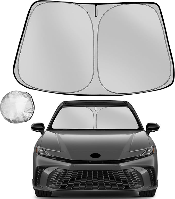 Fonowka Windshield Sun Shade for 2025 2026 Toyota Camry Foldable Sun Sunshade for Car Front Window Blocks UV Rays and Heat Automotive Interior Protector Custom Fit Accessories