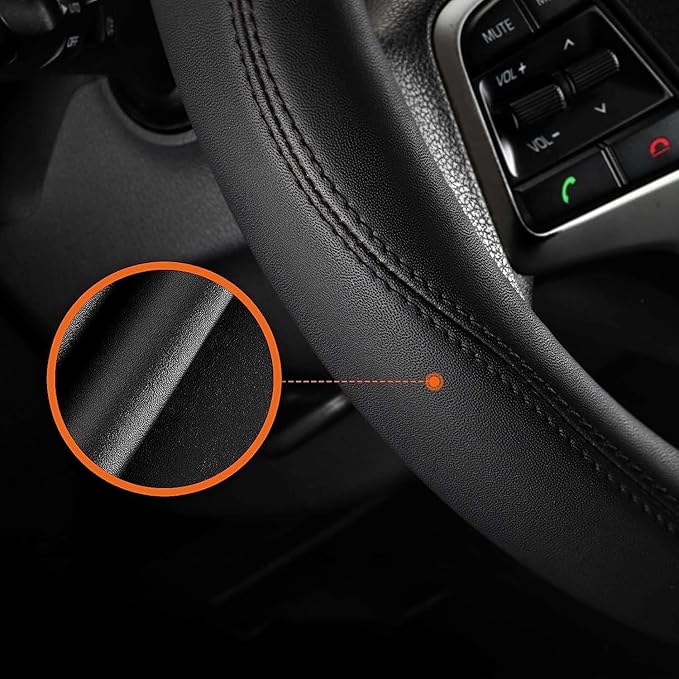 Car Steering Wheel Cover Microfiber Leather Steering Wheel Cover Anti-Slip Breathable Universal 15 inch