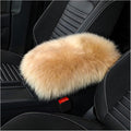 Center Console Cover, 11.81"×7.87" Automotive Fluffy Plush Center Armrest Protector, Universal Furry Comfortable Center Console Pad for Cars Trucks SUVs, Car Accessories (Brown)
