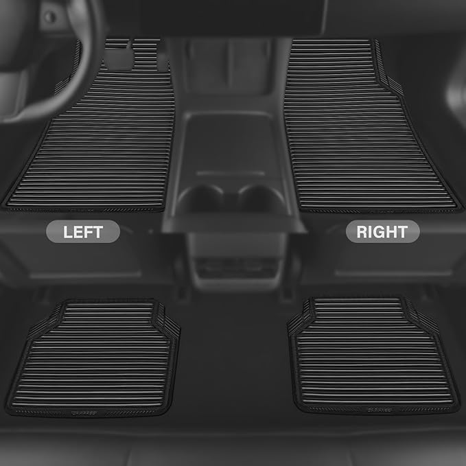 CAR PASS Black Rubber Car Floor Mats & Cargo Liners, All Weather Car Mats & Trunk Mats,Waterproof Automotive Floor Mats Trim to Fit for Most Cars Sedans SUVs Vans, Durable Heavy Duty Anti-Slip,Black
