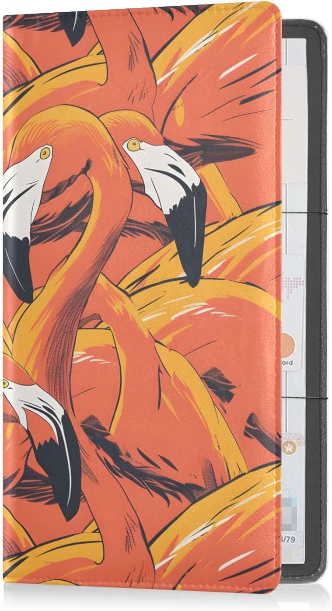 ALAZA Flamingo Pattern Car Registration and Insurance Card Holder Vehicle Glove Box Car Organizer Driver License Documents Holder Waller Case Organizers