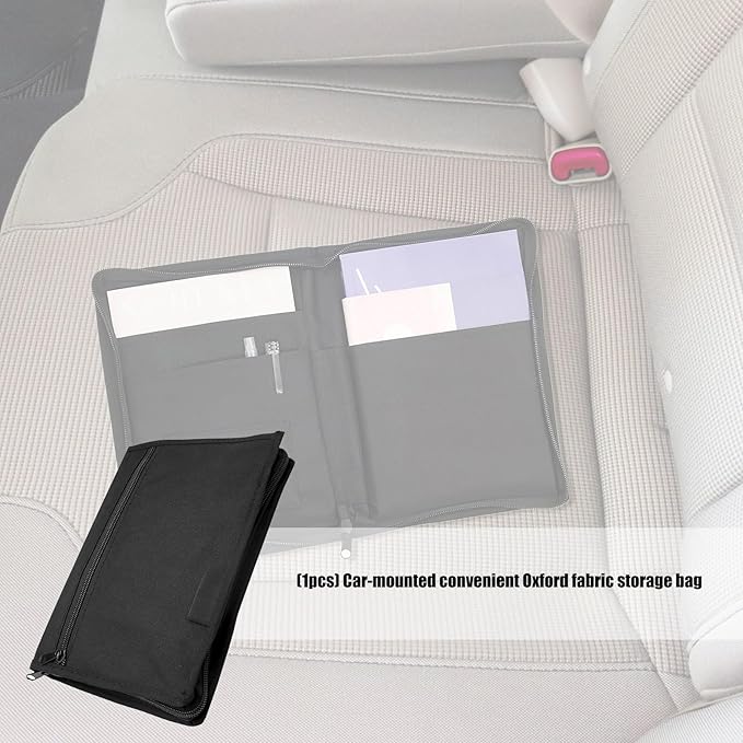 Oxfords Fabric Car Glove Box Organiser with Multiple Compartments for Documents and Essential Auto File Folder Car Glove Box Zippers