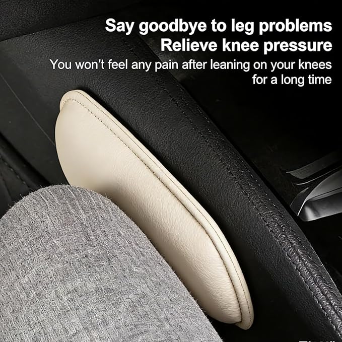 Car Knee Cushion Pad, Memory Foam Microfiber Leather Vehicle Door Armrest Pillow for Leg Elbow, Comfort Automotive Center Console Knee Pad Protector, Universal for Automobile RV Truck (Beige)