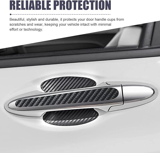 8 PCS Car Door Handle Scratch Protector, Carbon Fiber Anti-Scratch Car Door Bowl Handle Paint Scratch Protector, Universal Door Handle Protectors for Vehicles (Black)