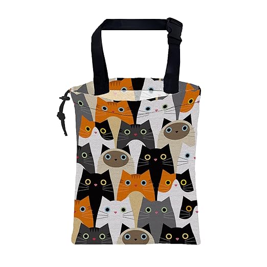 KXWQTRDD Car Trash Bag Cute Cartoon Cats Leak-Proof Waterproof Car Garbage Bag with Drawstring Foldable Canvas Trash Bin with Adjustable Buckle for Car Accessories, Travelling, Camping