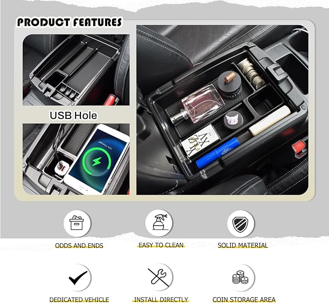 Center Console Organizer Tray Compatible with Nissan Rogue 2014-2020 / Rogue Sport 2017-2022 / Murano 2015-2024 Interior Accessories Insert Armrest Storage Glove Box, Black