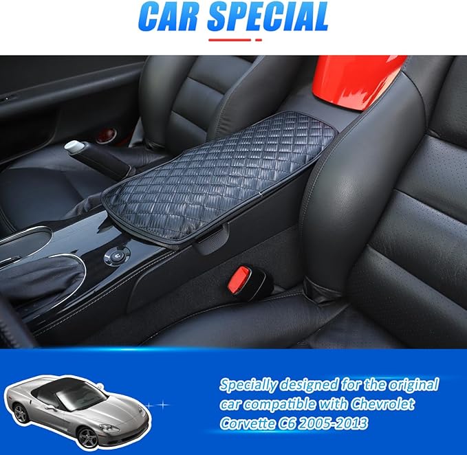 Car Arm Rest Cushion Pad Protector Compatible with Chevrolet Corvette C6 2005-2013 Car Center Armrest Cover,Leather Console lid Protector,Center Console Pad Anti-Scratch Accessories (Carbon Fiber)