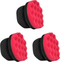 3 PCS Tire Dressing Applicator Pads, Reusable Hex Grip Tire Shine Applicator Polishing Sponge Pads, Wheel Tire Shine Detailing Foam for Most Vehicles, Car Accessories (Red, 4.33")