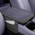 SINGARO Car Leather Center Console Cover with 2 Storage Bags, Universal Furry Fluffy Car Armrest Seat Box Pad, Comfortable Car Interior Accessories, Fits for Most Vehicles (Grey)
