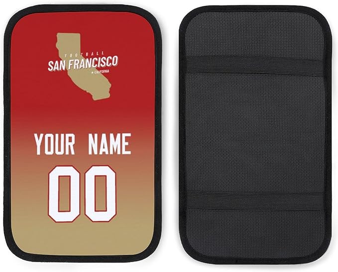 Custom Football Car Armrest Covers Universal Auto Center Console Pad Car handrail Box Cushion Personalized Add Name & Number Fans Gift Fit Suit for SUV Truck Sedan Van