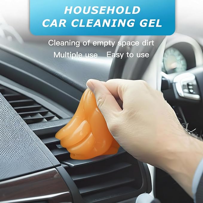 Car Cleaning Gel,Reusable Car Cleaning Putty for Interior Detailing, Car Cleaning Supplies, Auto Detailing Tools, Car Slime for Dust Removal, Car Accessories Interior, Car Cleaning Kit(Orange, 5.0 OZ)
