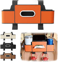 Car Seat Back Storage Box, 2026 New 3-in-1 Multifunctional Car Back Seat Organizer with Cup Holder, Tissue Box, Trash Bin & Hooks for Hold Phones, Snacks, Drinks, Handbags (Orange)