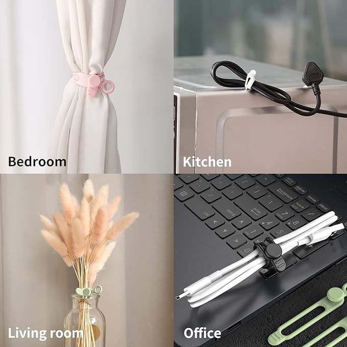 Silicone Cable Straps,10PCS 7.1"Cord Ties, Reusable Cable Ties，Travel Cord Organizer，Wire Organizer Ties for Kitchen,Home,School,Bundle Storage for Cables Etc（5 Colors）