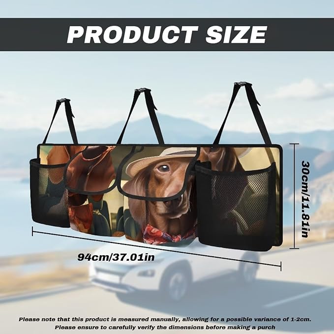 Car Trunk Organizer,Large Car Storage with 4 Pockets,Waterproof Backseat Hanging Organizer for SUV,Truck,MPV,Car Interior Accessories for Men and Women,Funny Dog Driving Print