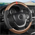Moly Magnolia Carbon Fiber Steering Wheel Cover, Universal 15 inch Breathable Anti Slip, Fit Most Cars, Trucks, SUV (Carbon Fiber Coffee)