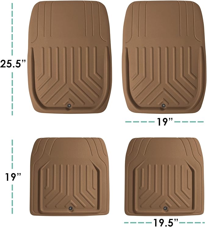 FH Group Faux Leather Deep Dish Car Floor Mats, Universal Fit, Trim-to-Fit, Brown