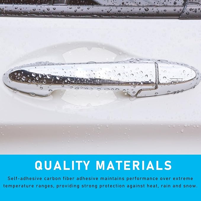 Ziciner 4 PCS Car Door Handle Sticker, Carbon Fiber Texture Auto Door Handle Protective Films, Anti-Scratches Door Side Handle Paint Guard, Universal Vehicle Accessories for Most Cars