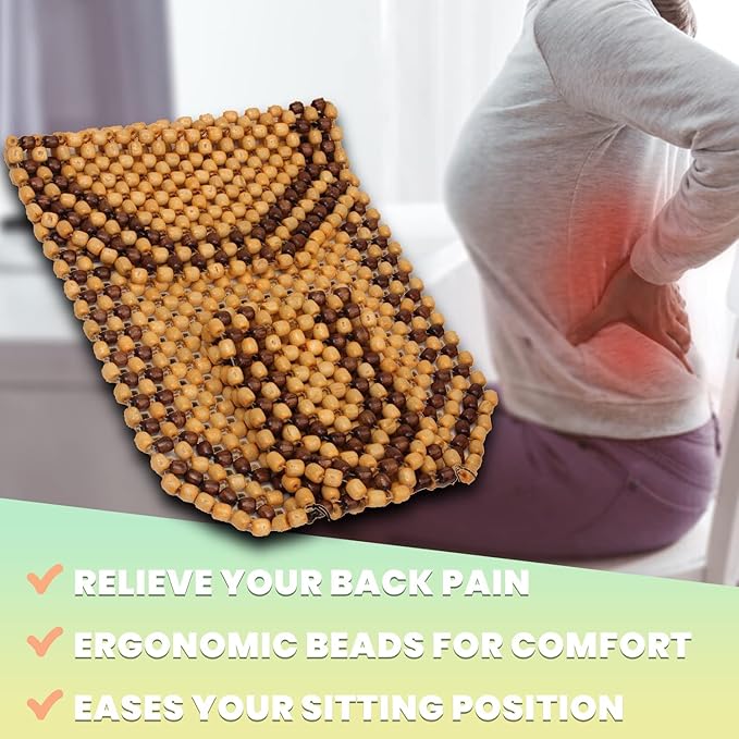 VaygWay Wood Beaded Comfort Seat Cushion Seat Cover – 2 Pcs. Wooden Beaded Car Seat Cover – Natural Wood Double Strung Beads – Massage Comfort Cover Car Seat – Universal SUV Auto