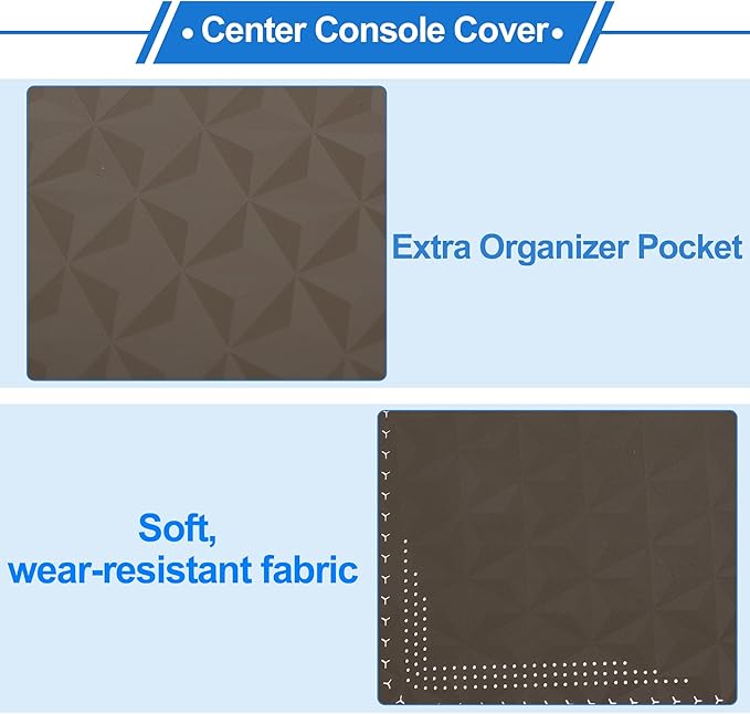 Car Center Console Cushion Pad 12.59"X6.29" Center Console Cover Armrest Seat Box Cover Faux Leather Coffee
