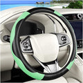 Carbon Fiber Car Steering Wheel Cover, 14.5-15 Inch Elastic Stretch Steering Wheel Guard, Sports Style Non-Slip Automotive Interior Accessories, Universal for Vehicles (Green)