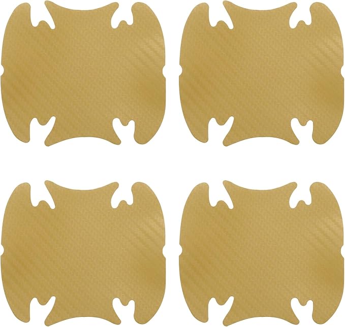HARFINGTON 4pcs Car Door Handle Scratch Protectors Carbon Fiber Bowl Cover Anti Scratch 3D Sticker Automotive Door Handle Cups Protective Film Bowl Sticker for All Cars, Gold Tone