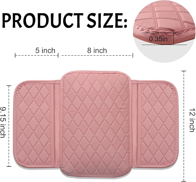 Center Console Cover Universal Armrest Cover with 2 Storage Bags Leather Car Middle Console Cover Arm Rest Cover for Car Interior Accessories Protector for Most Vehicle