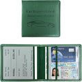 Car Registration and Insurance Holder, 5.51" × 5.11" Premium Leather Vehicle Glove Box Organizer with Magnetic Closure, Auto Document Holder for Cards Paperwork and Drive License (Dark Green)