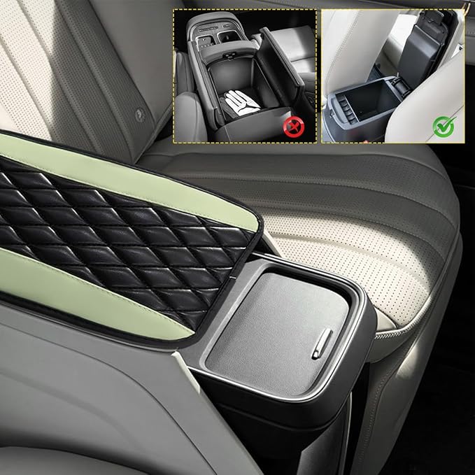 Car Center Console Cushion Pad, 12.6"×7.5" Waterproof Leather Armrest Seat Box Cover Protector, Soft Comfortable Anti-Scratch Arm Rest Console Pad for Most Cars Trucks SUVs (Green)