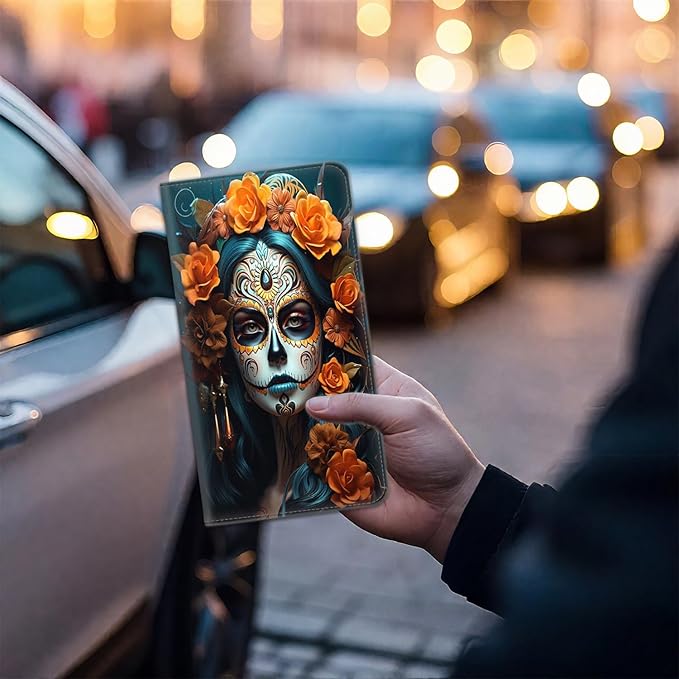 Car Document Holder with Magnetic Shut, Car Registration & Insurance Card Holder, Waterproof PU Leather Glove Box Organizer Vehicle Accessories Driver License for Women/Men, Rose Flower Girl