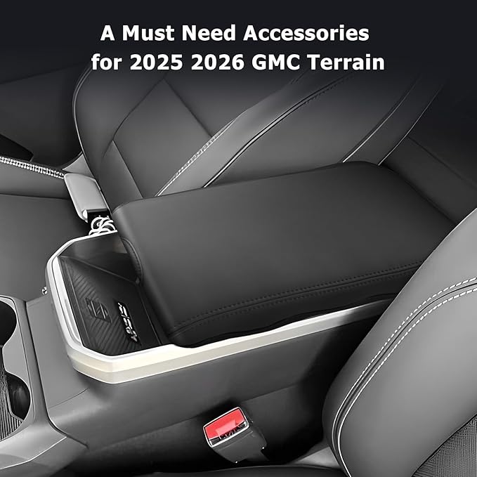 LUWU 2025 2026 Terrain Center Console Cover Compatible with 2025 2026 GMC Terrain Accessories 2025 Terrain GMC Armrest Cover Center Console Pad Armrest Console Cover (Thin Black)