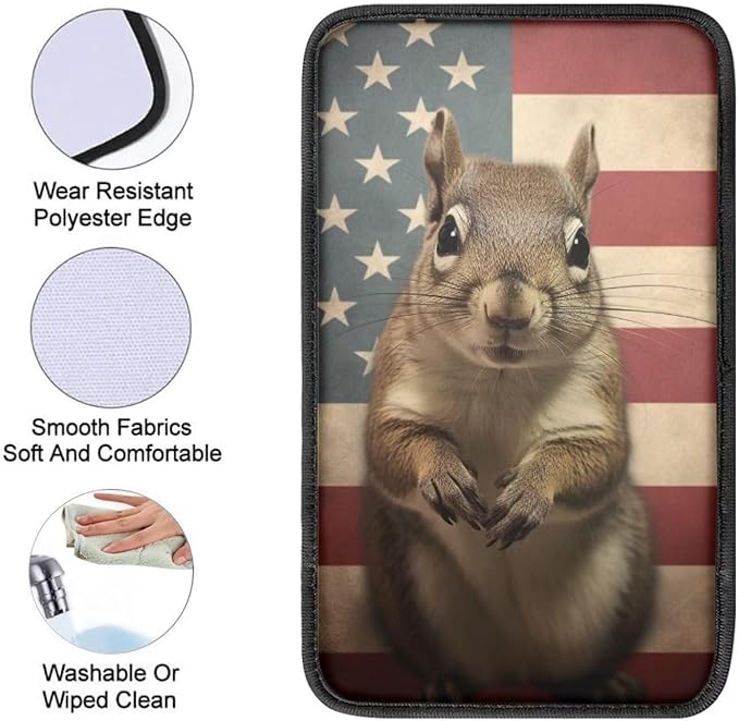 Car Center Console Pad, Universal Waterproof Car Armrest Seat Box Cover, Car Interior Accessories for Most Vehicle SUV Truck Vintage American Flag Mice Car Armrest Pad