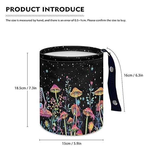 Brosoneto Mushroom Skull Car Trash Bag - Portable Garbage Bin for Front Seat, Back Seat, Floor - Universal Collapsible Easy to Clean Car Garbage Accessory