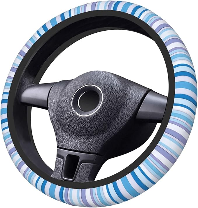 Colored Vertical Stripes Geometric Neoprene Steering Wheel Covers Women Men Car Accessories, Universal 15 Inch Fit Auto, Suvs, Truck