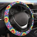 Tie Dye Neoprene Steering Wheel Cover for Men Women Anti-Slip Elastic Colorful Steering Wheel Protective Cover 15in Universal Car Accessories Fit Cars, SUVs, Auto