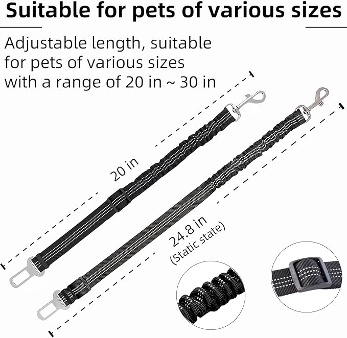 Aerkersun Dog Seat Belt for Car - Adjustable Dog Car Safety Harness, Elastic Cushioning Seatbelt Leash, Reinforced Metal Buckle Anti-Tangle Design, for Small and Medium Pets (Pink)