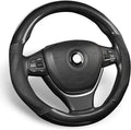 ALEMODR Black Carbon Fiber Leather Steering Wheel Cover Universal 15 inch