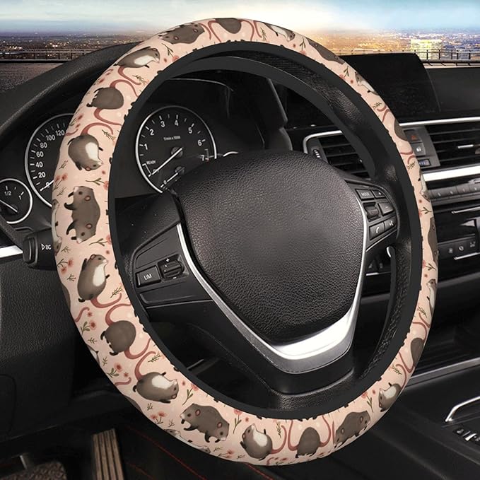 Possums Pattern Neoprene Steering Wheel Covers Women Men Car Accessories, Universal 15 Inch Fit Auto, Suvs, Truck