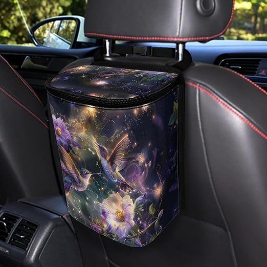Hummingbird Car Trash Can Lightweight Hanging Garbage Bin for Back Seat Leak Proof Car Trash Bag Hanging Fashion Auto Interior Universal Fit Most Cars Sedan Van Truck SUV