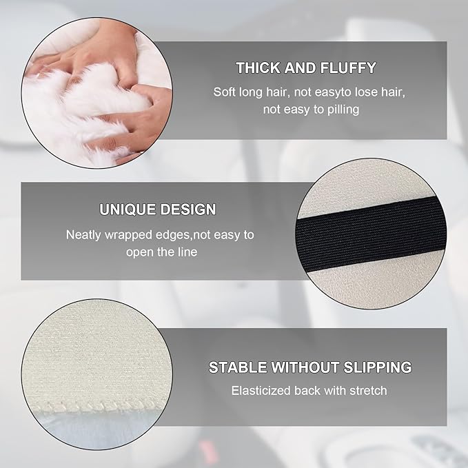 Center Console Cover, 11.81"×7.87" Automotive Fluffy Plush Center Armrest Protector, Universal Furry Comfortable Center Console Pad for Cars Trucks SUVs, Car Accessories (Light Blue)