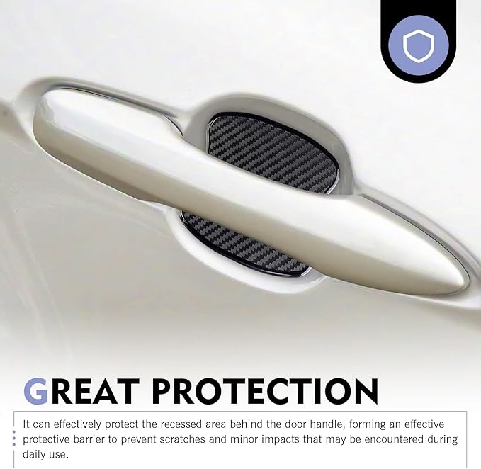 4PCS Car Door Handle Cup Scratch Protector, 3D Carbon Fiber Auto Door Bowl Sticker, Universal Anti-Scratch Doors Handle Paint Protection Film, for Most Vehicles (Small)